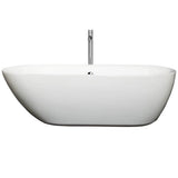 Wyndham Collection - Melissa 71 Inch Freestanding Bathtub in White with Floor Mounted Faucet, Drain and Overflow Trim in Polished Chrome - White With Polished Chrome