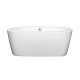 Wyndham Collection - Mermaid 60 Inch Freestanding Bathtub in White with Polished Chrome Drain and Overflow Trim - White With Polished Chrome