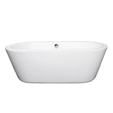 Wyndham Collection - Mermaid 67 Inch Freestanding Bathtub in White with Polished Chrome Drain and Overflow Trim - White With Polished Chrome