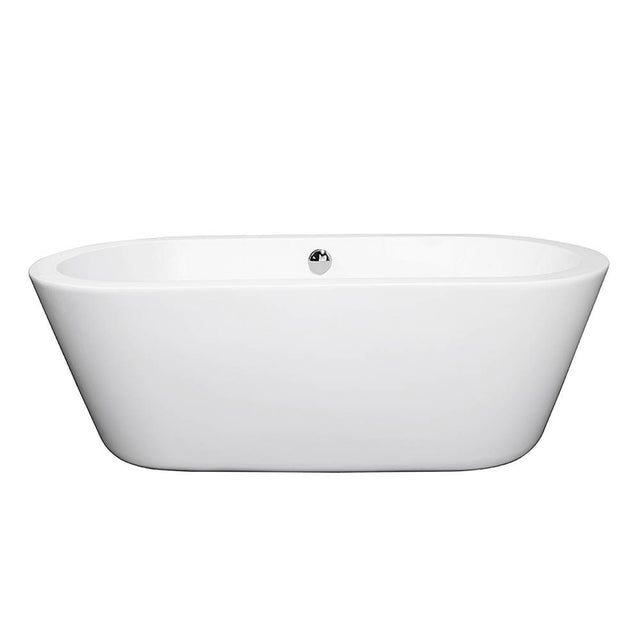 Wyndham Collection - Mermaid 67 Inch Freestanding Bathtub in White with Polished Chrome Drain and Overflow Trim - White With Polished Chrome