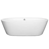 Wyndham Collection - Mermaid 71 Inch Freestanding Bathtub in White with Polished Chrome Drain and Overflow Trim - White With Polished Chrome