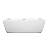 Wyndham Collection - Laura 59 Inch Freestanding Bathtub in White with Polished Chrome Drain and Overflow Trim - White With Polished Chrome