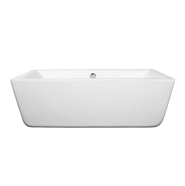 Wyndham Collection - Laura 59 Inch Freestanding Bathtub in White with Polished Chrome Drain and Overflow Trim - White With Polished Chrome