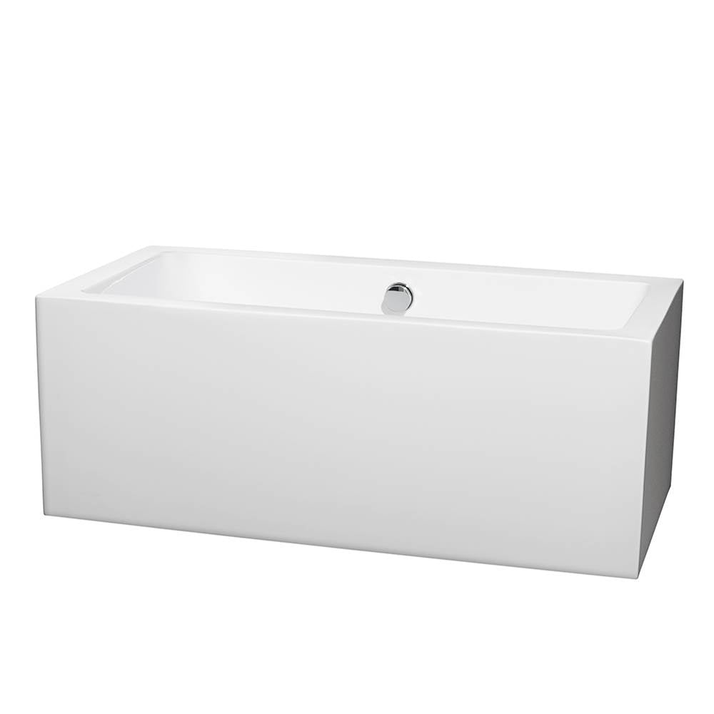 Wyndham Collection - Melody 60 Inch Freestanding Bathtub in White with Polished Chrome Drain and Overflow Trim - White With Polished Chrome