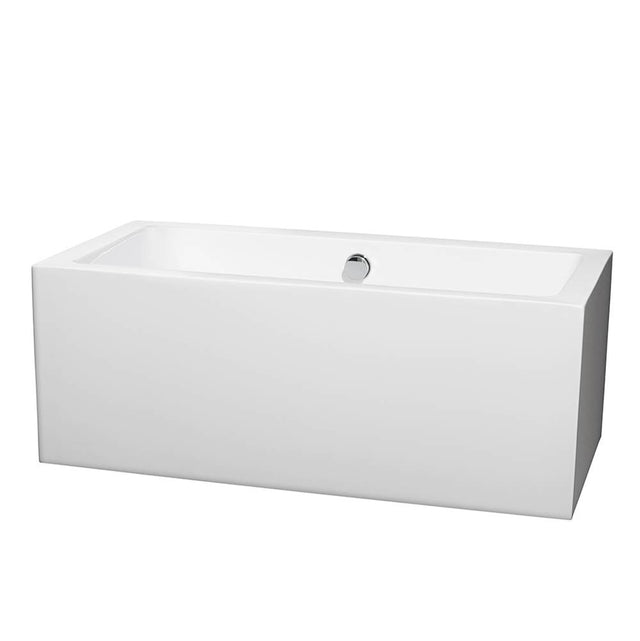 Wyndham Collection - Melody 60 Inch Freestanding Bathtub in White with Polished Chrome Drain and Overflow Trim - White With Polished Chrome