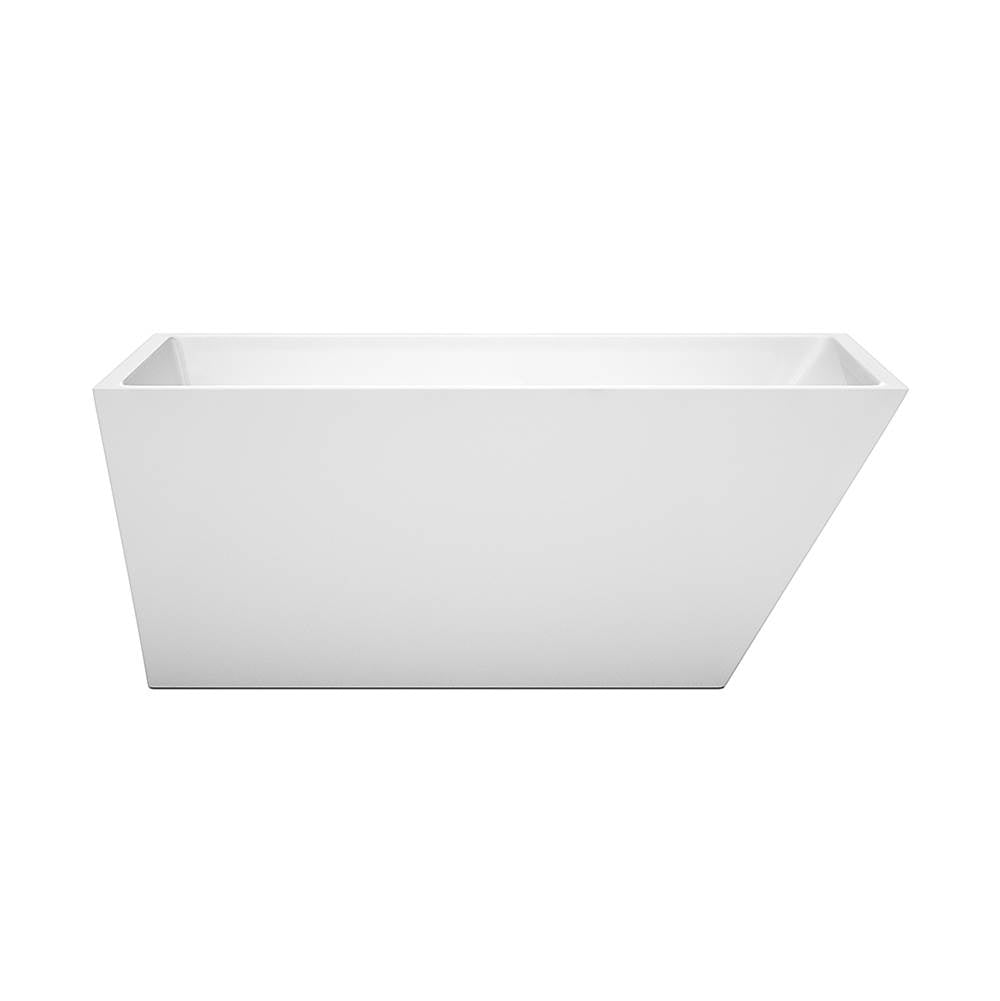 Wyndham Collection - Hannah 59 Inch Freestanding Bathtub in White with Polished Chrome Drain and Overflow Trim - White With Polished Chrome