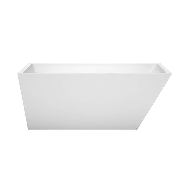 Wyndham Collection - Hannah 59 Inch Freestanding Bathtub in White with Polished Chrome Drain and Overflow Trim - White With Polished Chrome