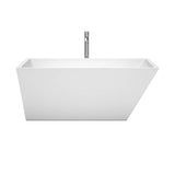 Wyndham Collection - Hannah 59 Inch Freestanding Bathtub in White with Floor Mounted Faucet, Drain and Overflow Trim in Polished Chrome - White With Polished Chrome