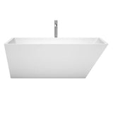 Wyndham Collection - Hannah 67 Inch Freestanding Bathtub in White with Floor Mounted Faucet, Drain and Overflow Trim in Polished Chrome - White With Polished Chrome