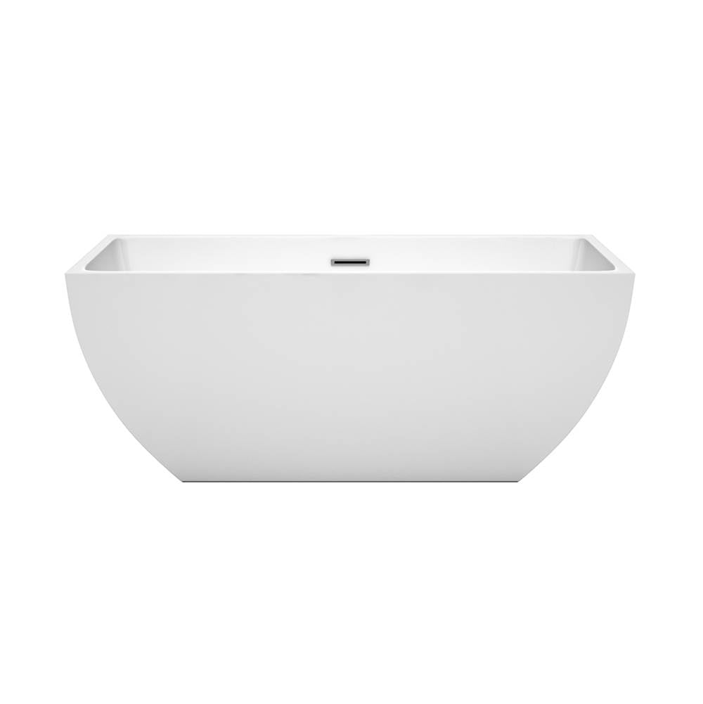 Wyndham Collection - Rachel 59 Inch Freestanding Bathtub in White with Polished Chrome Drain and Overflow Trim - White With Polished Chrome