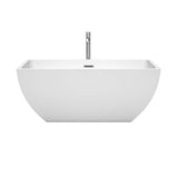 Wyndham Collection - Rachel 59 Inch Freestanding Bathtub in White with Floor Mounted Faucet, Drain and Overflow Trim in Polished Chrome - White With Polished Chrome