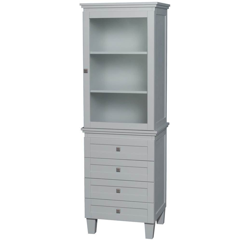 Wyndham Collection - Acclaim Bathroom Linen Tower in Oyster Gray with Shelved Cabinet Storage and 4 Drawers - Oyster Gray