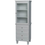 Wyndham Collection - Acclaim Bathroom Linen Tower in Oyster Gray with Shelved Cabinet Storage and 4 Drawers - Oyster Gray