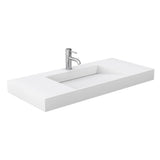 Miranda 48 Inch Single Bathroom Vanity in White, 4 Inch Thick Matte White Solid Surface Countertop, Integrated Sink, Matte Black Trim