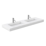 Miranda 72 Inch Double Bathroom Vanity in Dark Blue, 4 Inch Thick Matte White Solid Surface Countertop, Integrated Sinks, Matte Black Trim