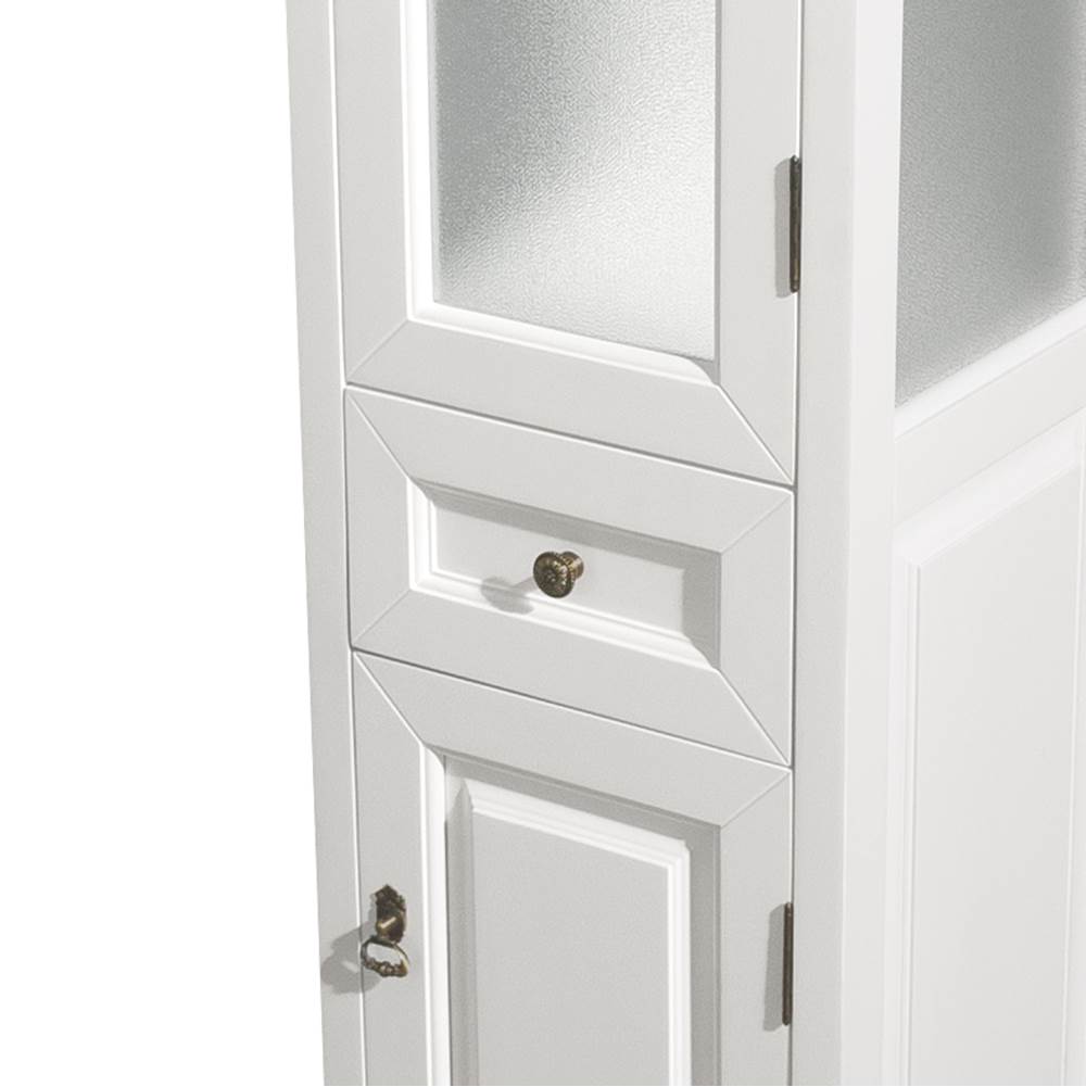 Andover Solid Oak Bathroom Linen Tower with Cabinet Storage in White