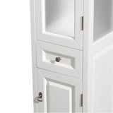 Andover Solid Oak Bathroom Linen Tower with Cabinet Storage in White