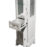 Andover Solid Oak Bathroom Linen Tower with Cabinet Storage in White