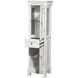 Andover Solid Oak Bathroom Linen Tower with Cabinet Storage in White