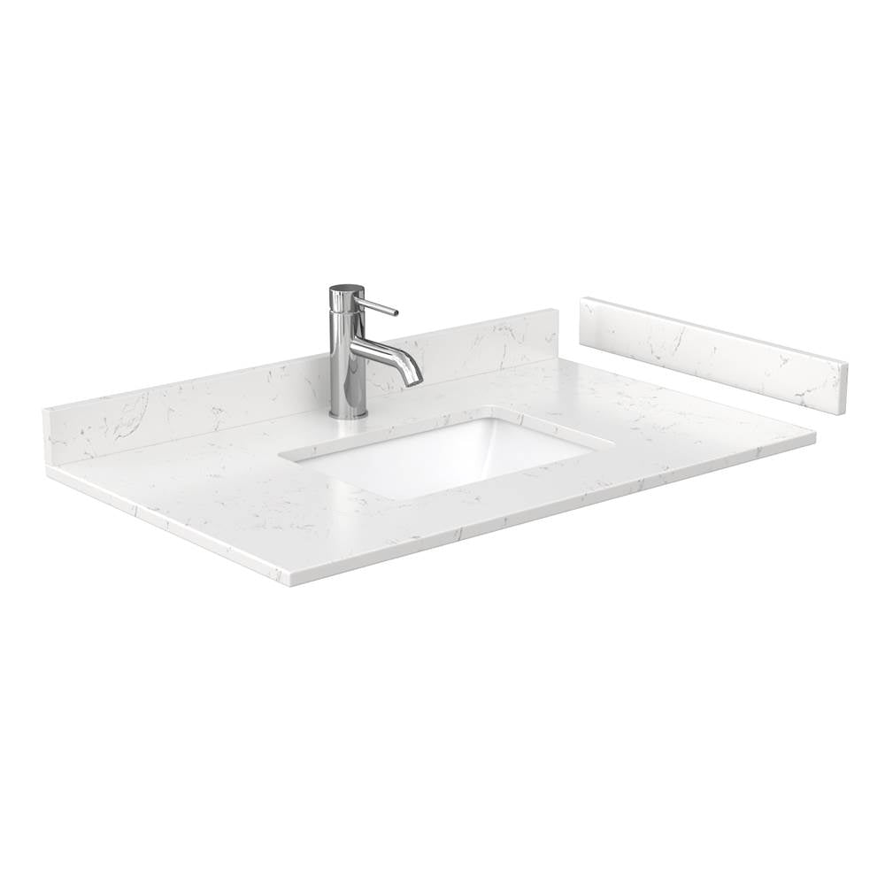 Deborah 36 Inch Single Bathroom Vanity in Dark Espresso, Carrara Cultured Marble Countertop, Undermount Square Sink, No Mirror
