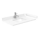 Miranda 36 Inch Single Bathroom Vanity in White, White Cultured Marble Countertop, Undermount Square Sink, Matte Black Trim, 34 Inch Mirror