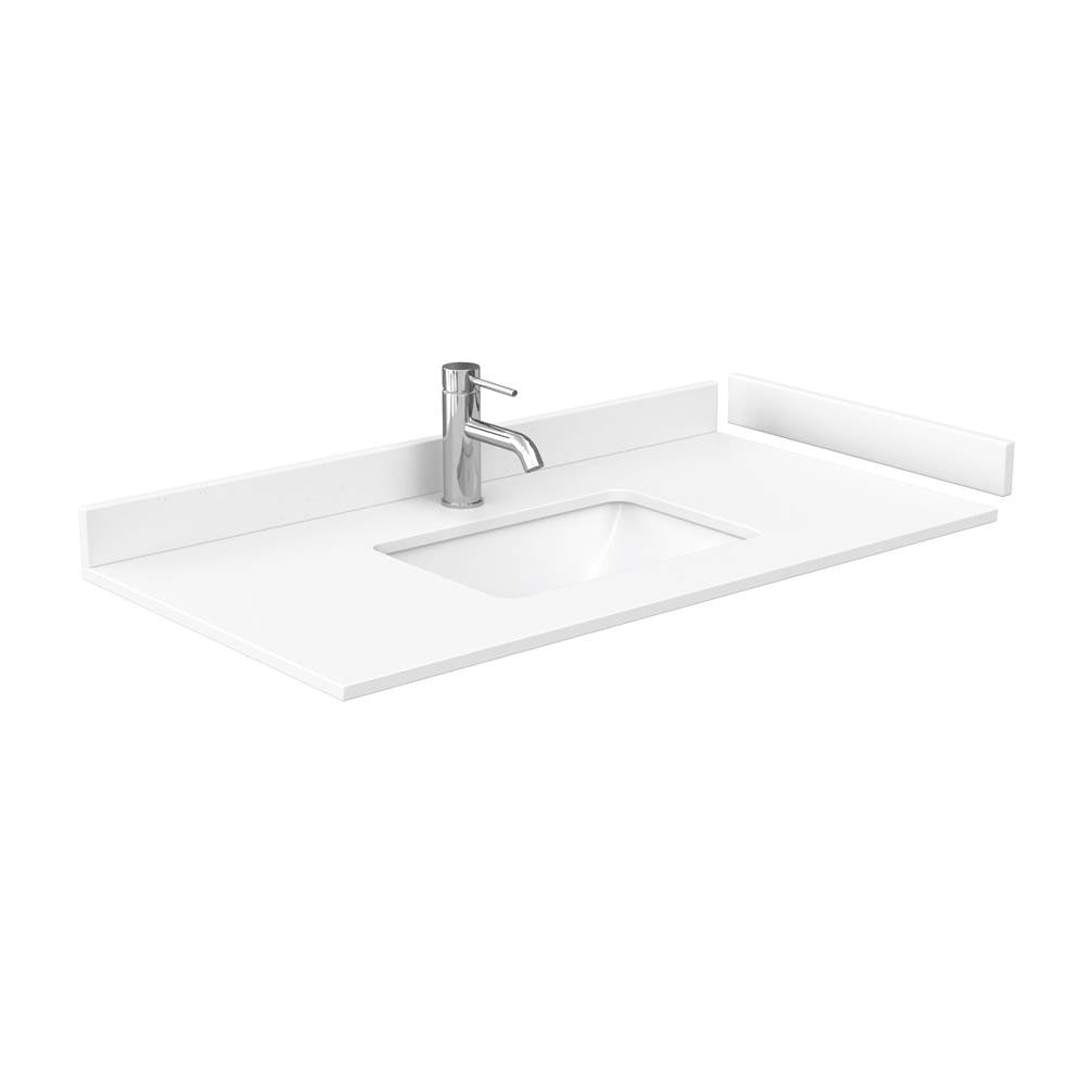 Miranda 42 Inch Single Bathroom Vanity in Dark Blue, White Cultured Marble Countertop, Undermount Square Sink, Matte Black Trim