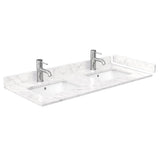 Avery 48 Inch Double Bathroom Vanity in White, Dark-Vein Carrara Cultured Marble Countertop, Undermount Square Sinks, No Mirror