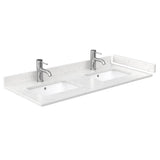 Avery 48 Inch Double Bathroom Vanity in White, Carrara Cultured Marble Countertop, Undermount Square Sinks, 46 Inch Mirror