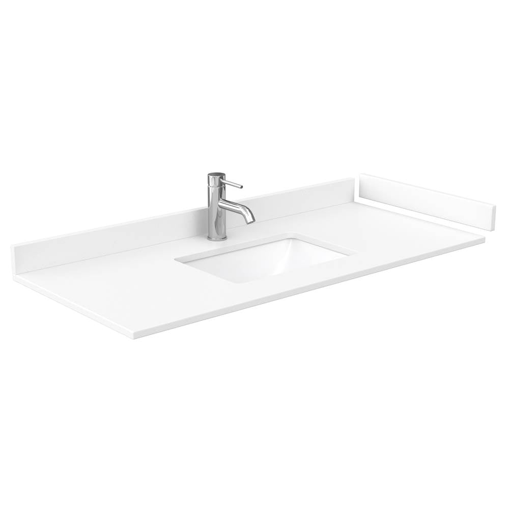 Avery 48 Inch Single Bathroom Vanity in White, White Cultured Marble Countertop, Undermount Square Sink, No Mirror