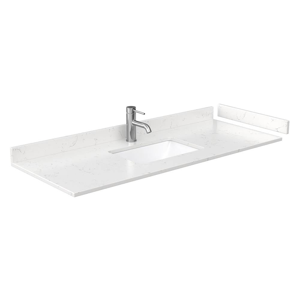 Beckett 54 Inch Single Bathroom Vanity in White, Carrara Cultured Marble Countertop, Undermount Square Sink, No Mirror