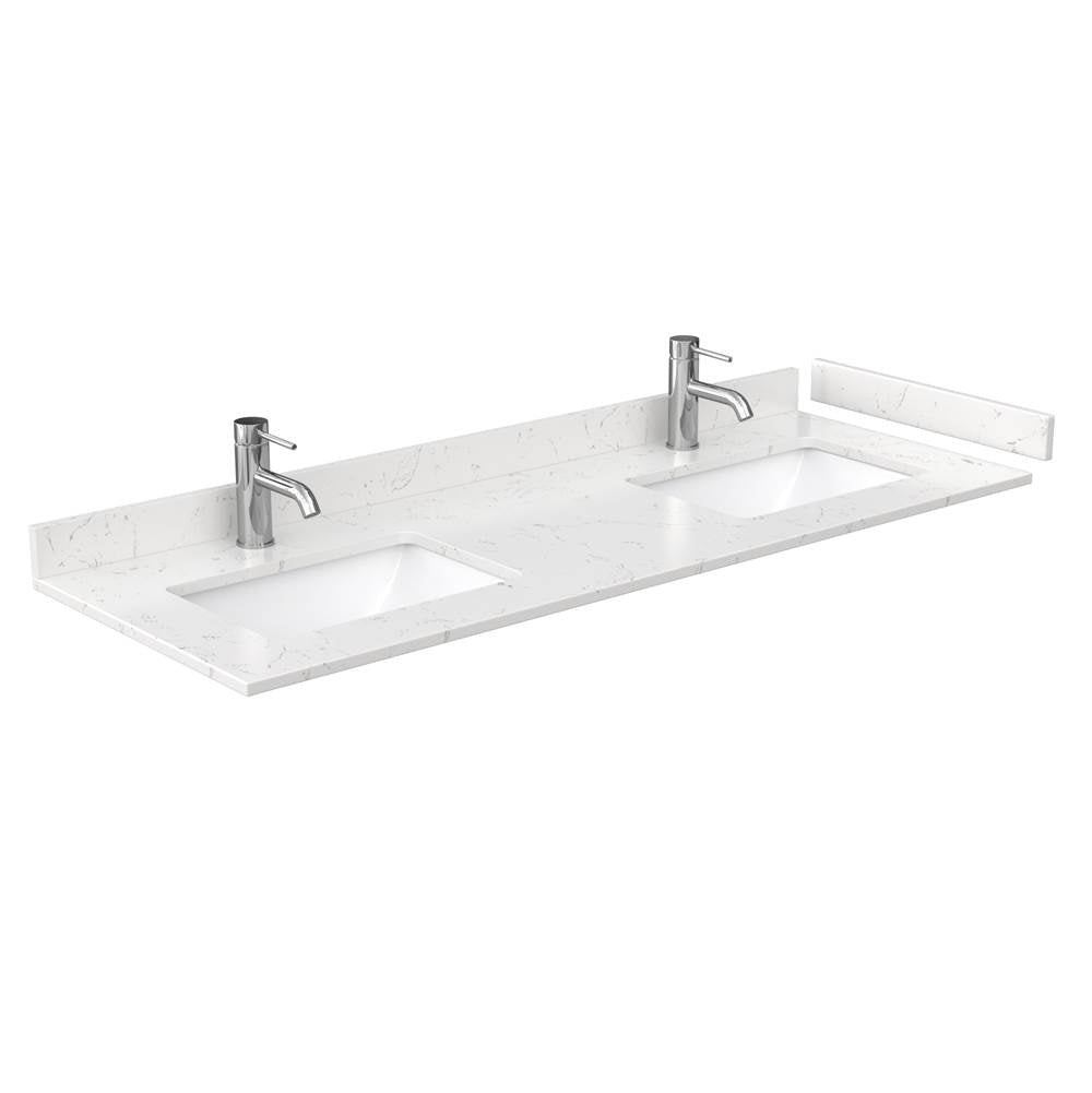 Miranda 60 Inch Double Bathroom Vanity in Dark Blue, Carrara Cultured Marble Countertop, Undermount Square Sinks, Brushed Nickel Trim, 58 Inch Mirror