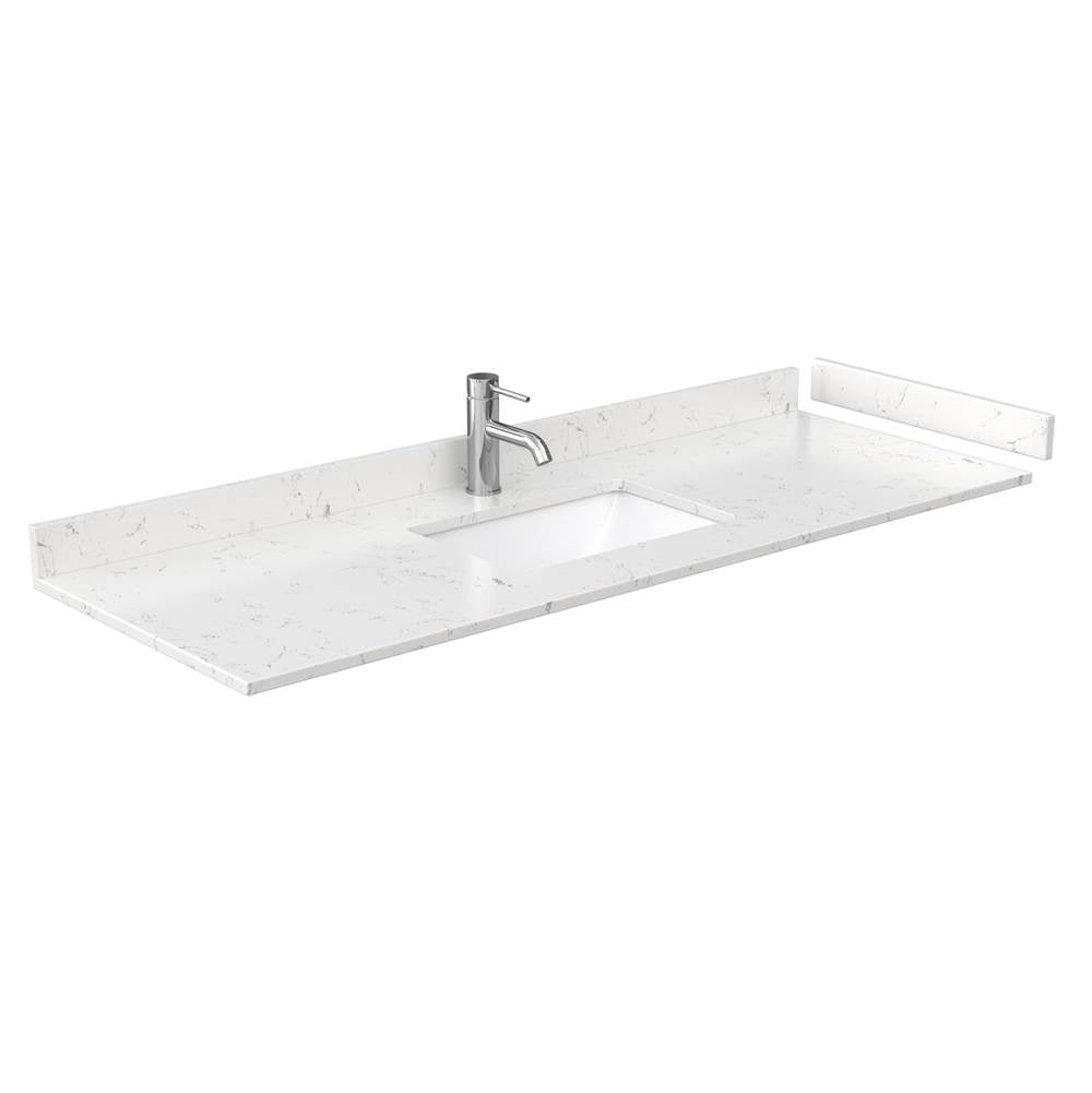 Daria 60 Inch Single Bathroom Vanity in Dark Blue, Carrara Cultured Marble Countertop, Undermount Square Sink, No Mirror