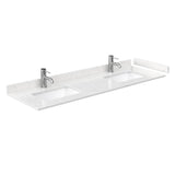 Beckett 66 Inch Double Bathroom Vanity in White, Carrara Cultured Marble Countertop, Undermount Square Sinks, Matte Black Trim