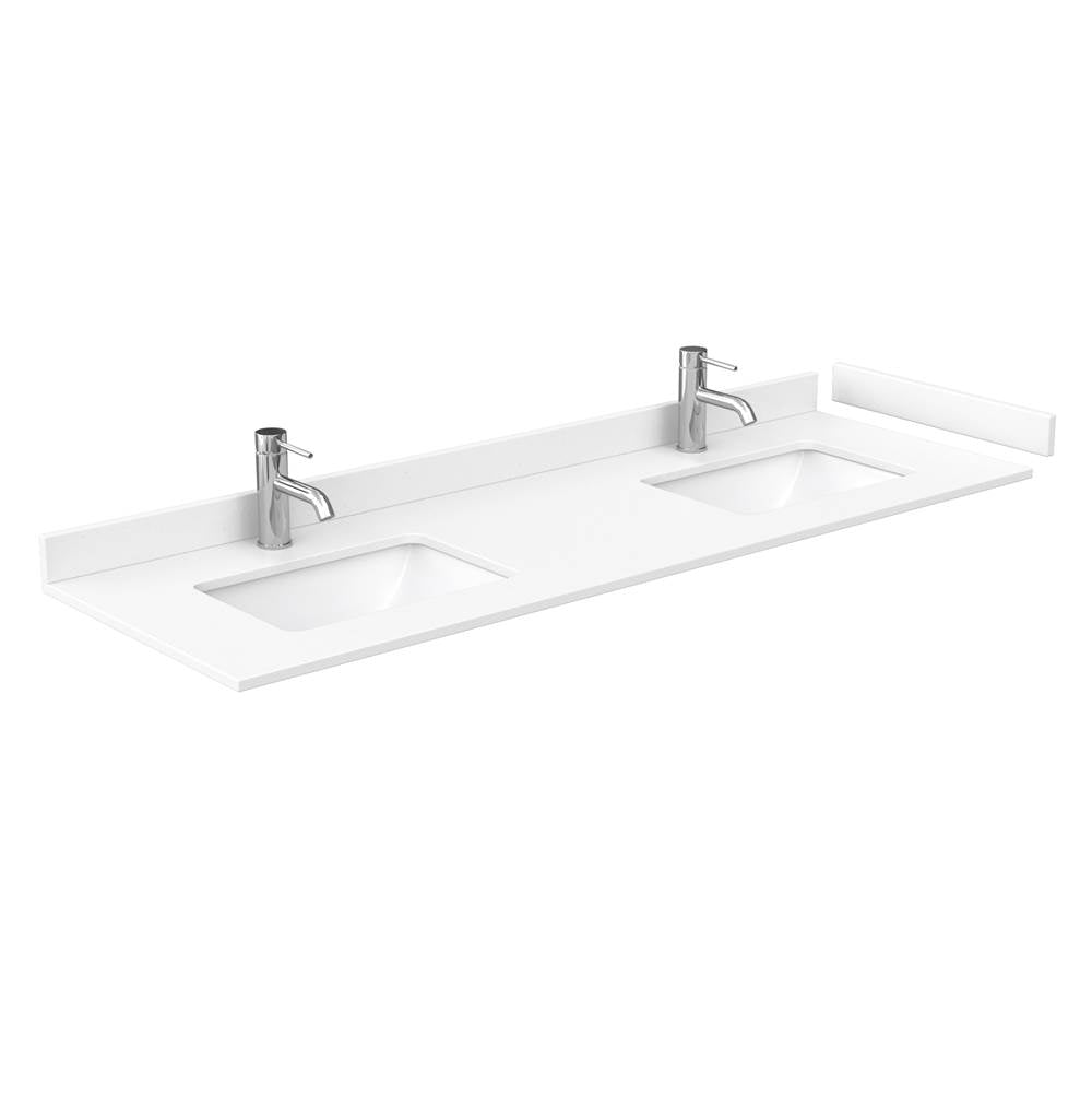 Beckett 66 Inch Double Bathroom Vanity in Dark Blue, White Cultured Marble Countertop, Undermount Square Sinks, No Mirror