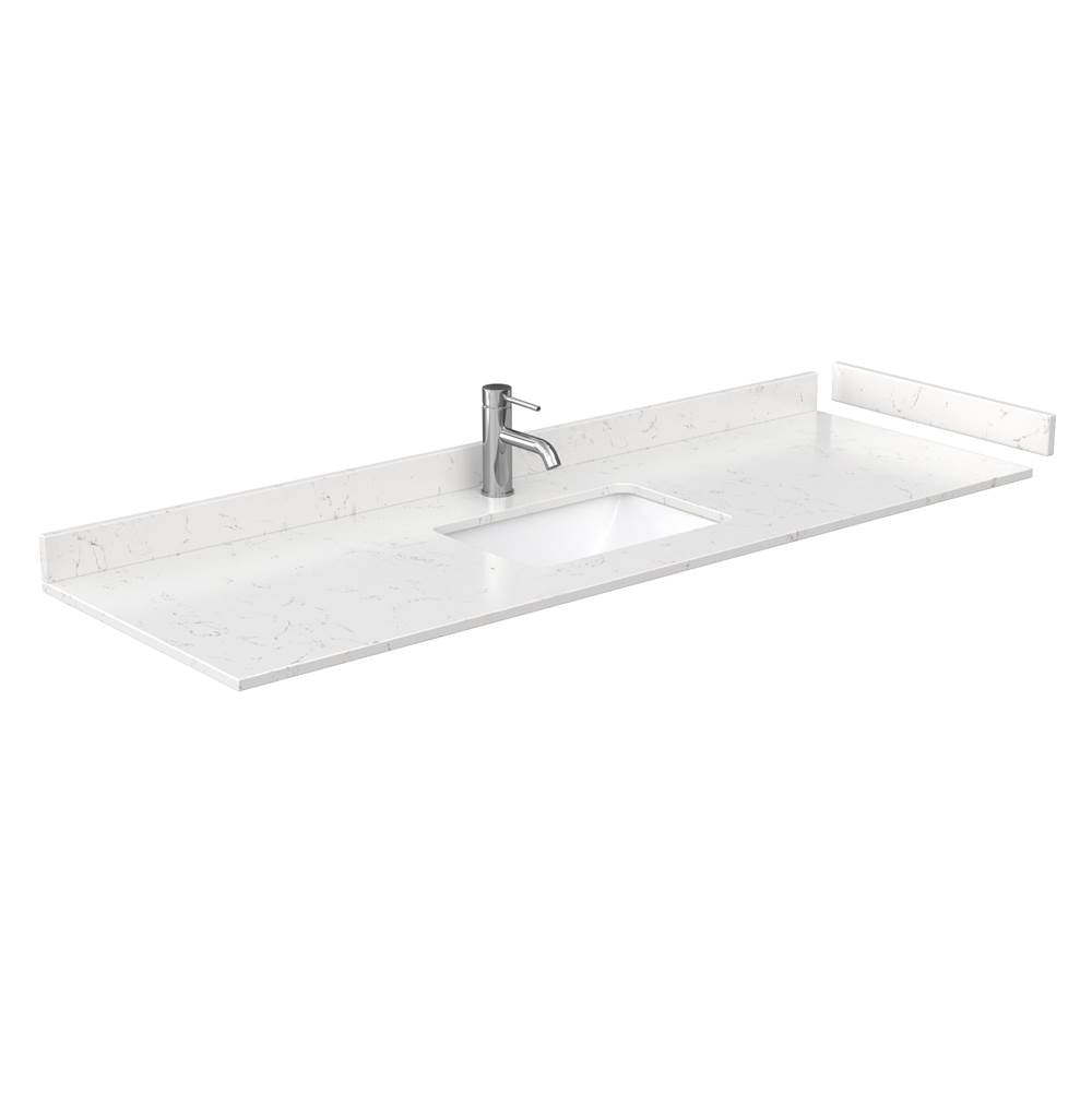 Beckett 66 Inch Single Bathroom Vanity in Dark Blue, Carrara Cultured Marble Countertop, Undermount Square Sink, No Mirror