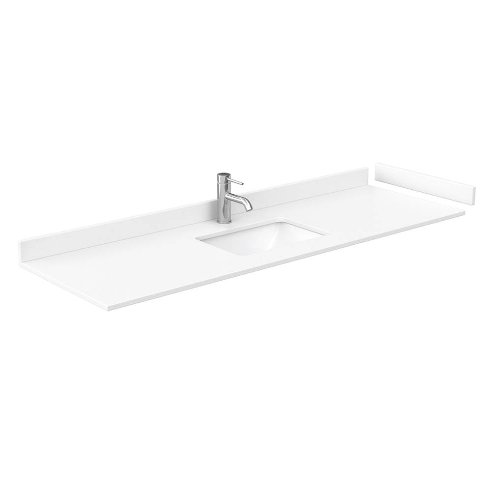 Beckett 66 Inch Single Bathroom Vanity in Dark Gray, White Cultured Marble Countertop, Undermount Square Sink, No Mirror
