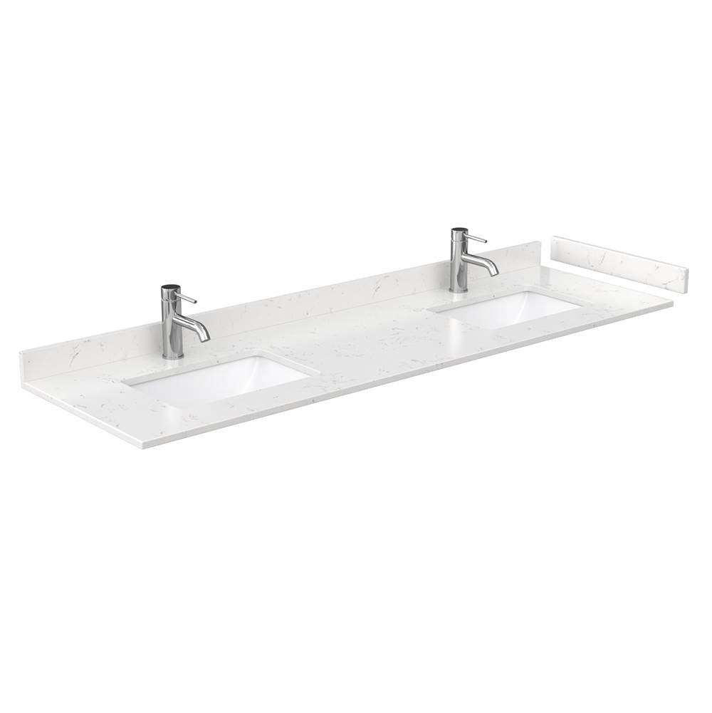 Acclaim 72 Inch Double Bathroom Vanity in White, Light-Vein Carrara Cultured Marble Countertop, Undermount Square Sinks, 24 Inch Mirrors