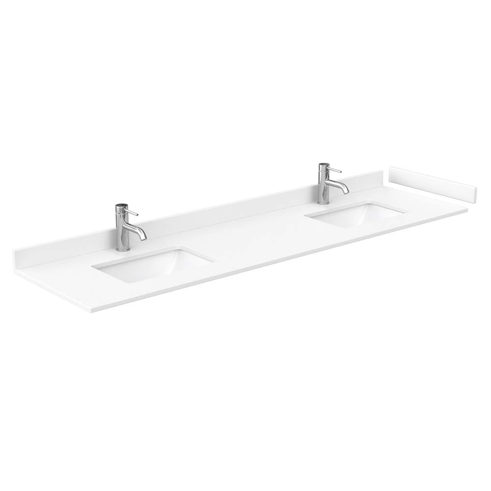 Miranda 80 Inch Double Bathroom Vanity in White, White Cultured Marble Countertop, Undermount Square Sinks, Brushed Gold Trim