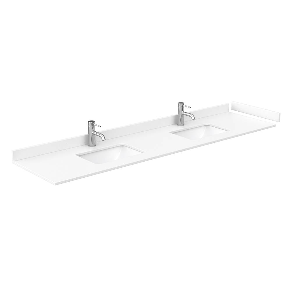 Beckett 84 Inch Double Bathroom Vanity in White, White Cultured Marble Countertop, Undermount Square Sinks, Brushed Gold Trim