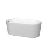 Wyndham Collection - Ursula 59 Inch Freestanding Bathtub in Matte White with Brushed Nickel Drain and Overflow Trim
