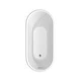 Ursula 59 Inch Freestanding Bathtub in Matte White with Floor Mounted Faucet, Drain and Overflow Trim in Brushed Nickel