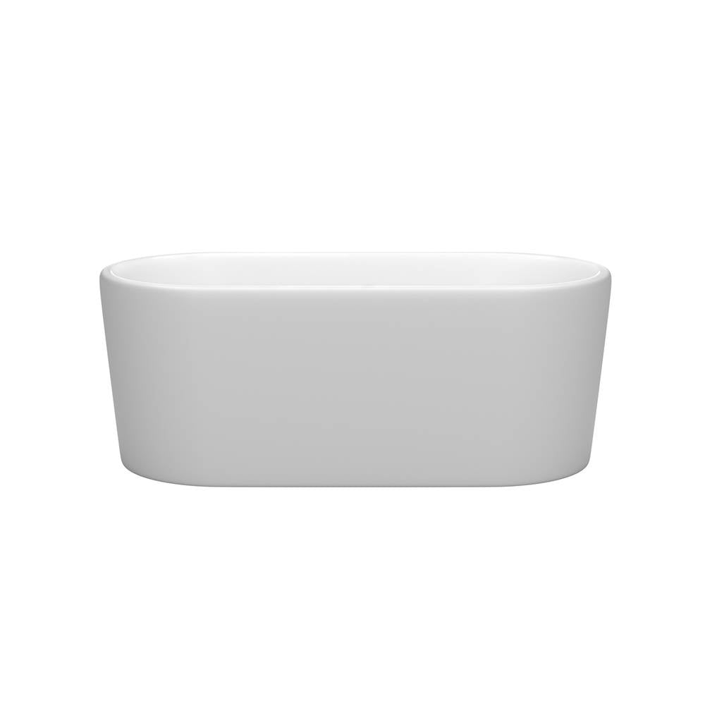 Ursula 59 Inch Freestanding Bathtub in Matte White with Matte Black Drain and Overflow Trim
