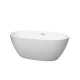 Wyndham Collection - Juno 59 Inch Freestanding Bathtub in Matte White with Polished Chrome Drain and Overflow Trim