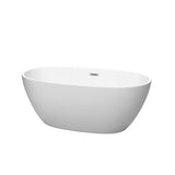 Wyndham Collection - Juno 59 Inch Freestanding Bathtub in Matte White with Brushed Nickel Drain and Overflow Trim