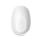 Juno 59 Inch Freestanding Bathtub in Matte White with Shiny White Trim and Floor Mounted Faucet in Brushed Gold