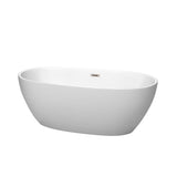 Wyndham Collection - Juno 63 Inch Freestanding Bathtub in Matte White with Brushed Nickel Drain and Overflow Trim
