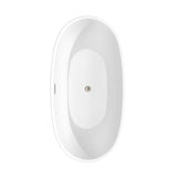 Juno 63 Inch Freestanding Bathtub in Matte White with Brushed Nickel Drain and Overflow Trim