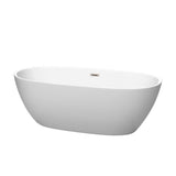 Wyndham Collection - Juno 67 Inch Freestanding Bathtub in Matte White with Brushed Nickel Drain and Overflow Trim