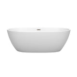 Juno 67 Inch Freestanding Bathtub in Matte White with Brushed Nickel Drain and Overflow Trim