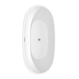 Juno 67 Inch Freestanding Bathtub in Matte White with Brushed Nickel Drain and Overflow Trim